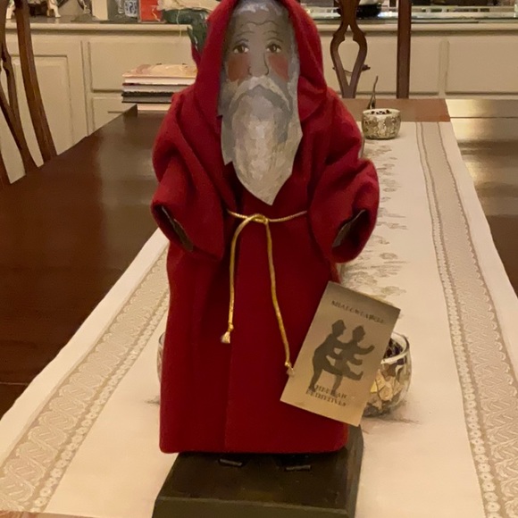 Amazing collectible Santa. Hand painted and cut metal Santa/ in beautiful robe
